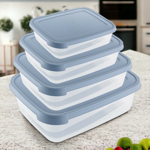 Set 4 caserole din plastic, 0,3/0,6/1,2/2 l