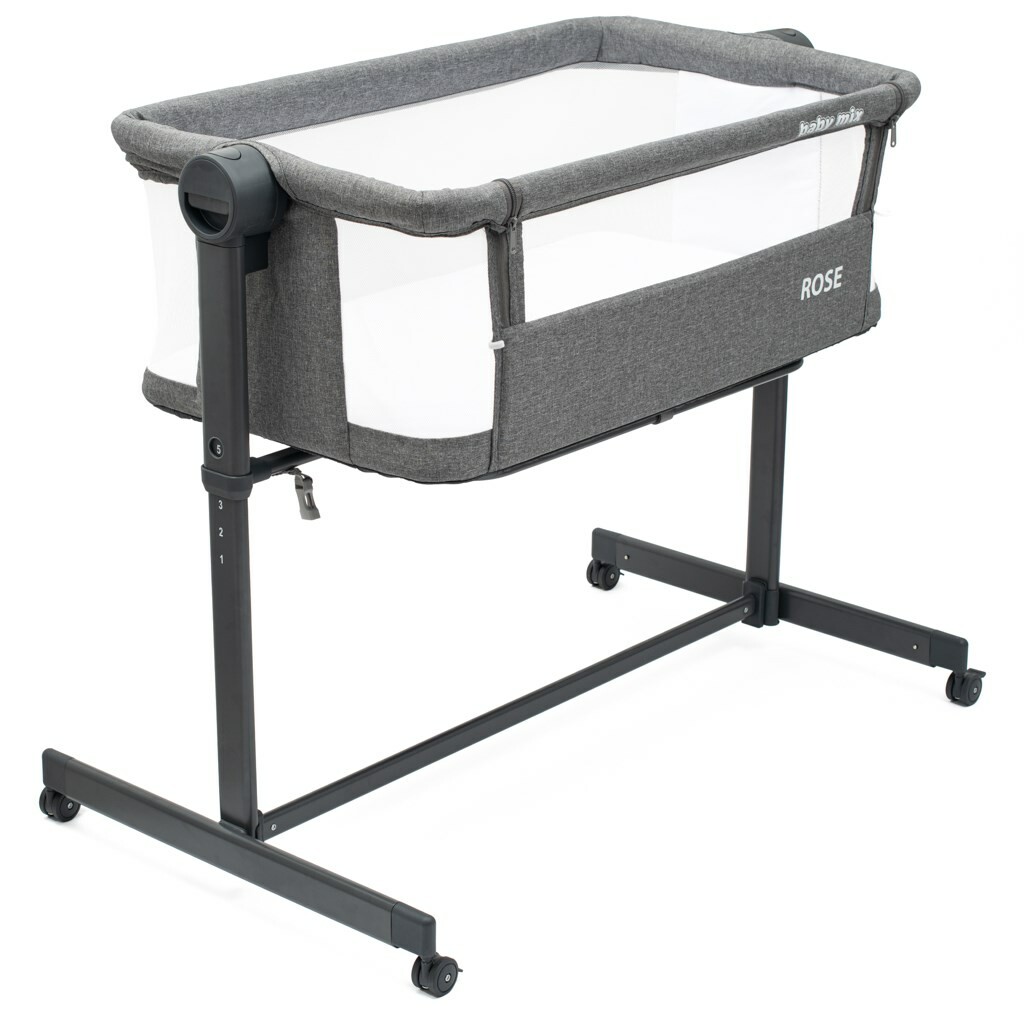 Baby Mix Prístavná postieľka Rose sivá52 cm
