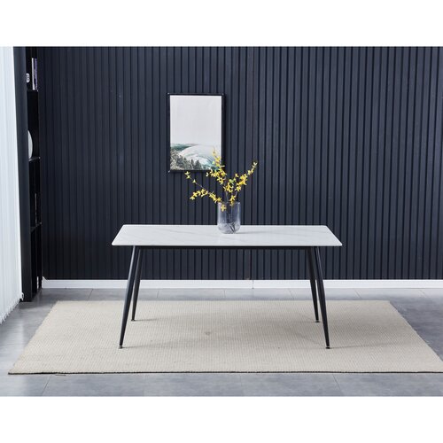 Esstisch 160 x 90 cm, weißer Marmor-Optik