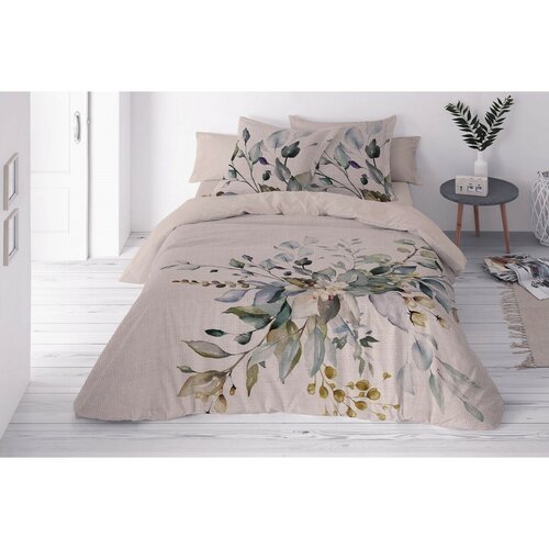 Povlečení ze směsi bavlny a lnu Kytice, 160 x 200 cm, 2 ks 70 x 80 cm