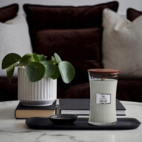 WoodWick Illatos gyertya nagy váza Lavender & Cedar, 609 g