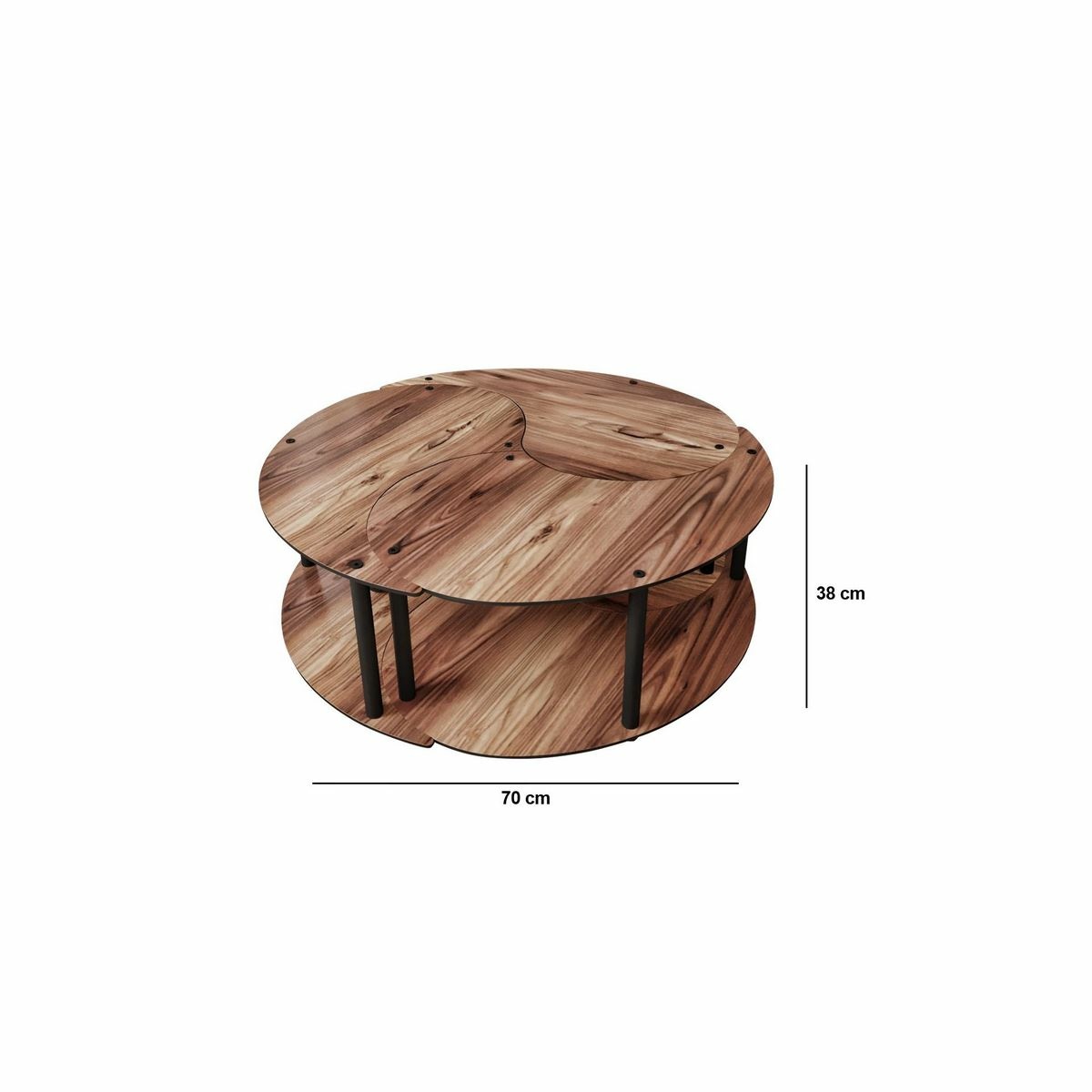 Súprava konferenčných stolíkov Yin Yang Walnut, 3 ks