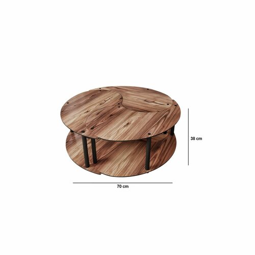 Couchtisch-Set Yin Yang Walnut, 3 Stück