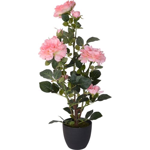 Sztuczna róża krzaczasta w doniczce różowy, 70 cm