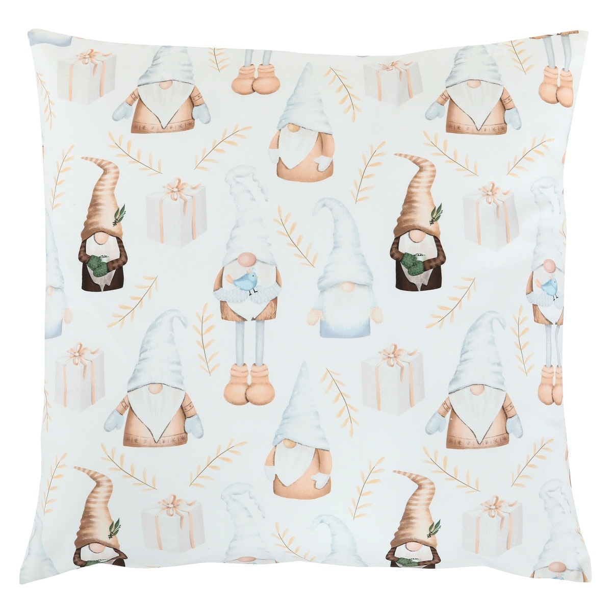 Poduszka z wypełnieniem motyw świąteczny Świąteczne skrzaty 45 x 45 cm, biały
