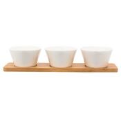 Altom Porcelánový set na dipy na bambusovom podnose Regular 150 ml, 3 ks