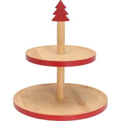 Bambusový etažér na cukroví 2 poschodia, červená