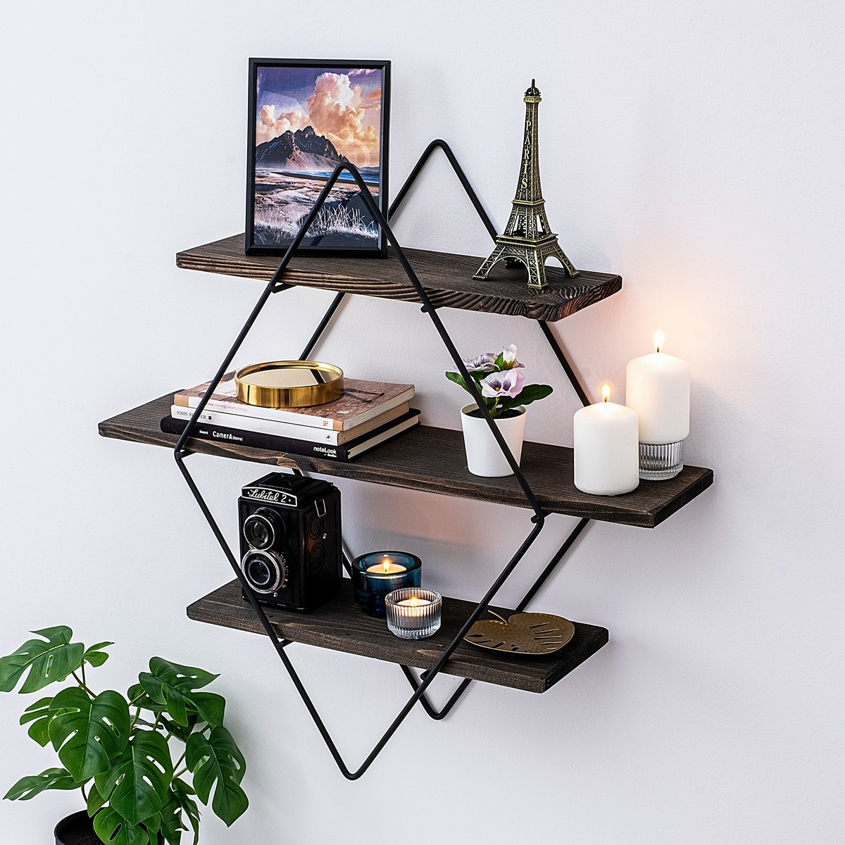Polička Erysim Black and Walnut
