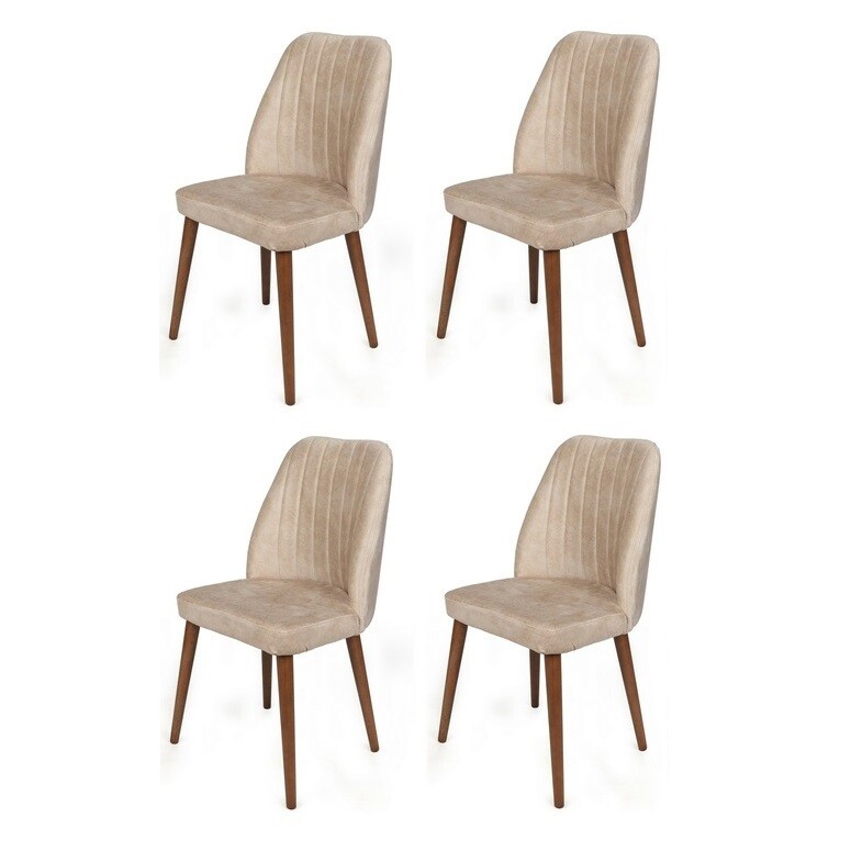 Sada jídelních židlí Alfa Cream and Walnut, 4 ks