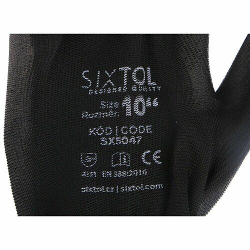Sixtol Delovne poliestrske rokavice GLOVE PE-PU 10črne, velikost 10"