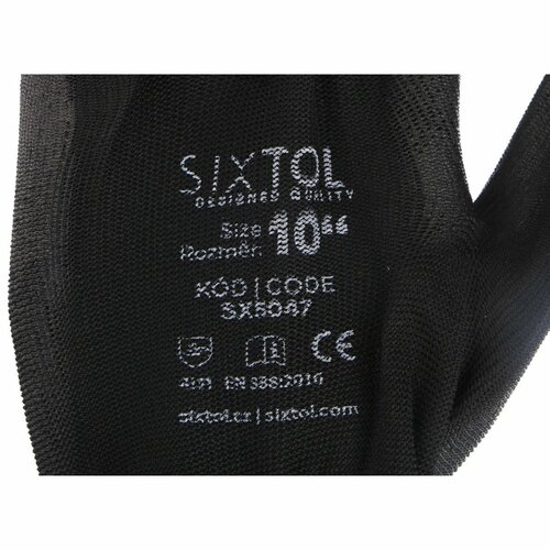 Sixtol Mănuși de lucru GLOVE PE-PU 10 negru,dimensiunea 10"