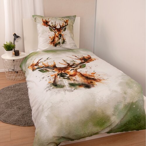 Herding Pościel flanelowa Jeleń, 135 x 200 cm, 80 x 80 cm