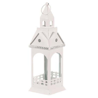 Fém lámpa, templomtorony, fehér, 30 cm