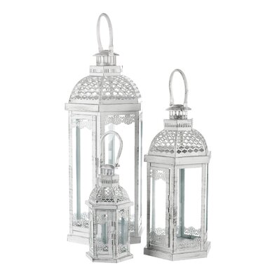 Set de 3 felinare metalice Magnificenza, albe