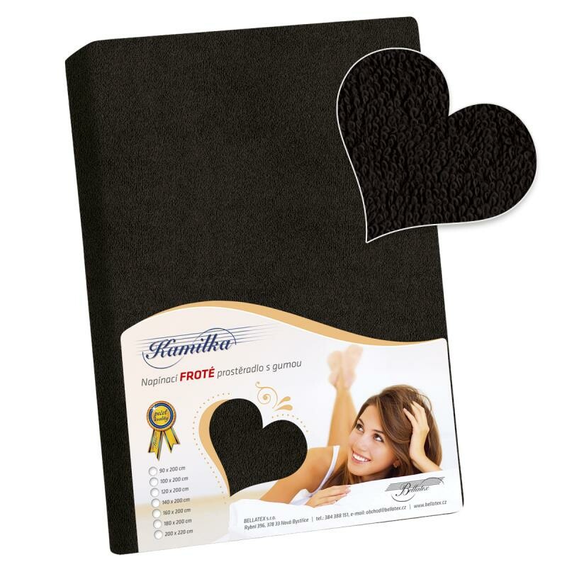 Bellatex prześcieradło frotte czarny, 200 x 220 cm