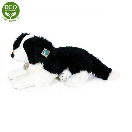 Câine Border colie din pluș Rappa, alb-negru, 45 cm