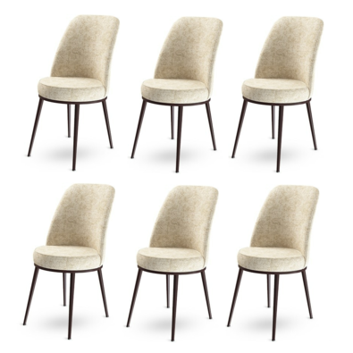 Zestaw krzeseł do jadalni Dexa Cream and Brown, 6 szt.