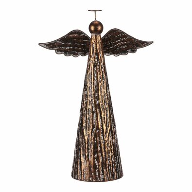 Karácsonyi fém dekoráció állványra Angyal, XL méret, réz
