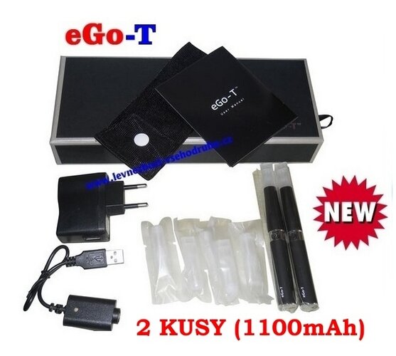 Elektronická cigareta eGo-T 1100mAh, 2ks, černá, 10,8 x 1,4 cm