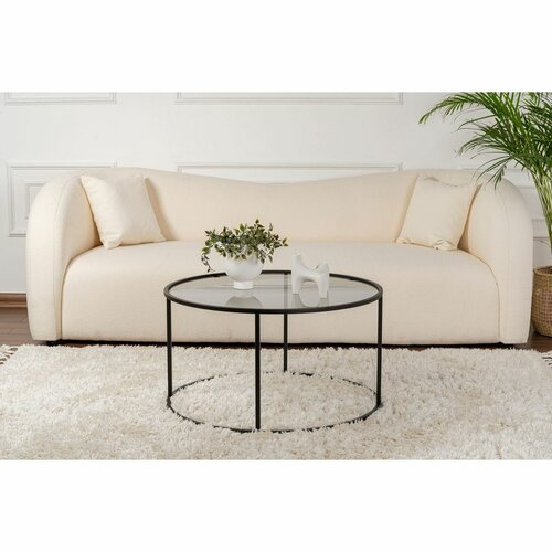 Măsuță de cafea Aurum Black cu sticlă fumurie, 80 cm