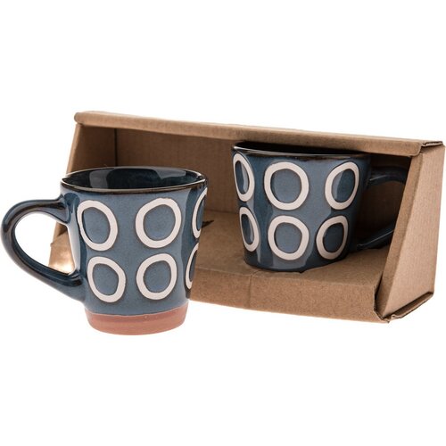 Set mit 2 Keramikbechern Ringe, 100 ml, dunkelblau
