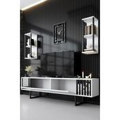 Chrome White and Black TV-asztal polcokkal