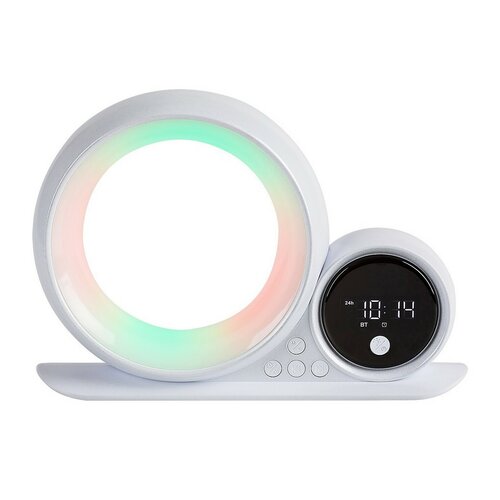 Rabalux 76109 dekoratívna stolná lampa Wakeway, s reproduktorom, RGB, hodinami a budíkom