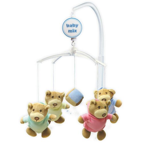 Baby Mix Kolotoč nad postieľku Medvedíky a kocka, pr. 36 cm