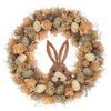 Húsvéti koszorú Barna nyuszi virágokkal éstojásokkal, átmérő 45 cm, 45 x 45 x 9 cm