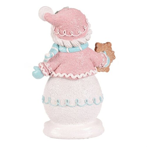 Vianočná dekorácia Snehuliak perníkový v pestrofarebnom oblečku, polyresin