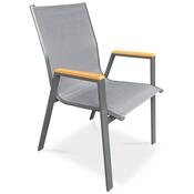 Autronic Krzesło ogrodowe, metal, tkanina, szare,AZC-S1050 GREY