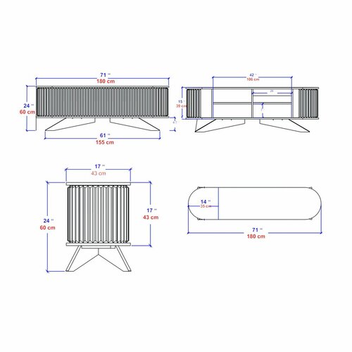 Stor Sapphire Oak and White TV-állvány