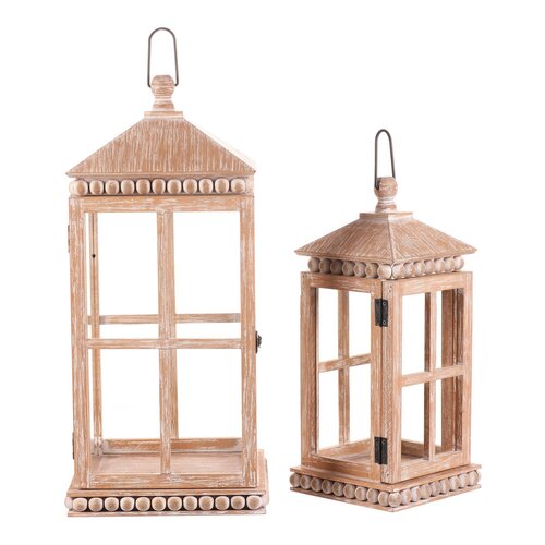 Komplet lesenih svetilk Almonte 2 kos, belo-rjava