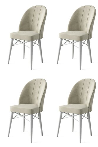 Ritim Cream and White étkezőszék szett, 4 db