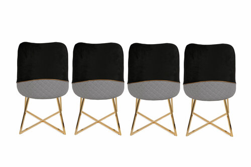 Set de scaune de sufragerie Madrid Black and Gold, 4 buc.