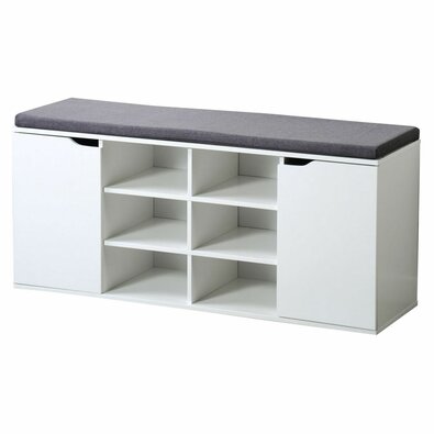 Raft pentru pantofi cu scaun Kesper 15918, alb,103 x 48 x 30,5 cm