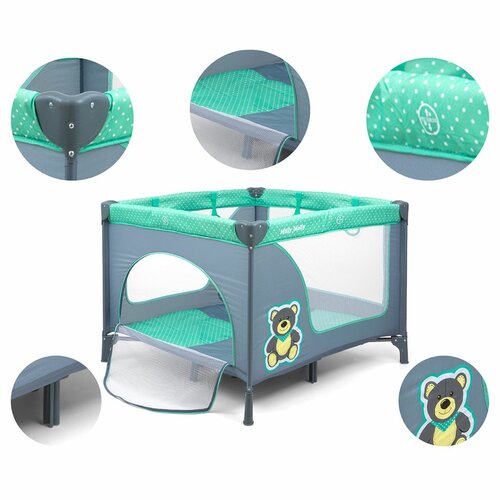 Tarc de joacă pliabil Milly Mally Funt Mint Bear , 100 x 100 cm