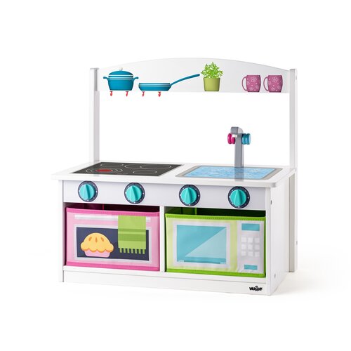 Bucătărie copii, cu bancă 2in1, 59 x 31,5 x 58 cm