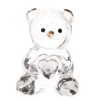 Glas-Teddybär mit Herzen, klar, 4 x 2 x 3 cm