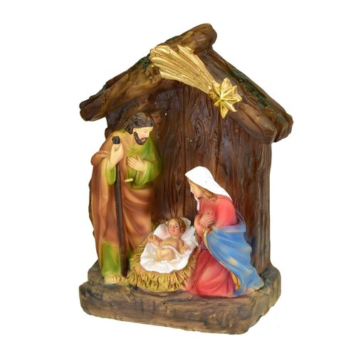 Vianočný betlehem s osvetlením, 11,5 x 14,5 x 6 cm, polyresin