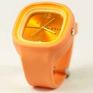 Silikonové hodinky analogové, žlutá