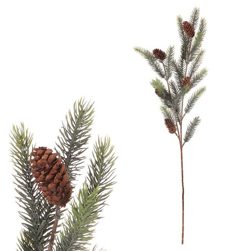 Sztuczna gałązka świerkowa z szyszkami, zielony, 20 x 70 cm