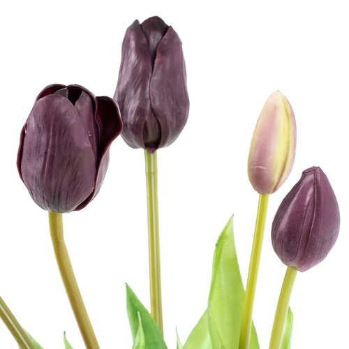 Buchet artificial de lalele mov,  39 cm