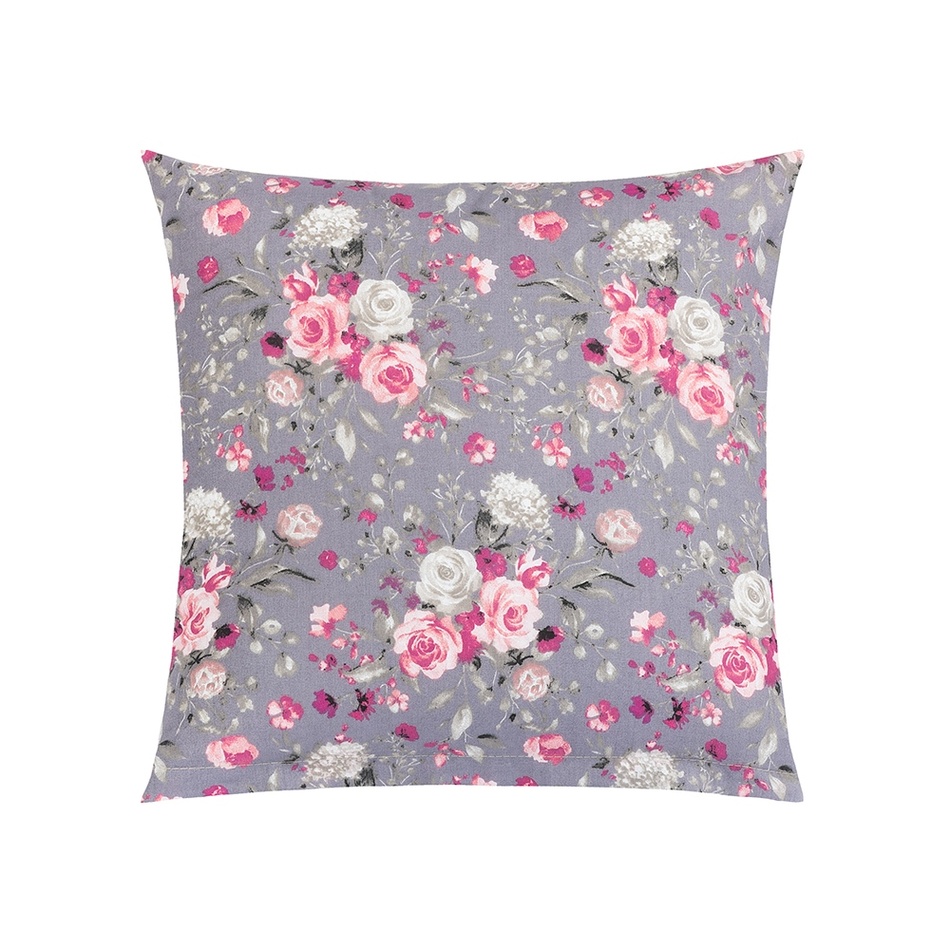 Bellatex Pernă Adéla Flori roz trandafir, gri , 40x 40 cm
