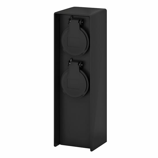 Solight PG04 Zahradní sloupek IP44, plast, 2 zásuvky, hranol, černá