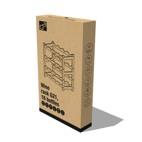 Raft pentru vin G21 din bambus, 16 sticle