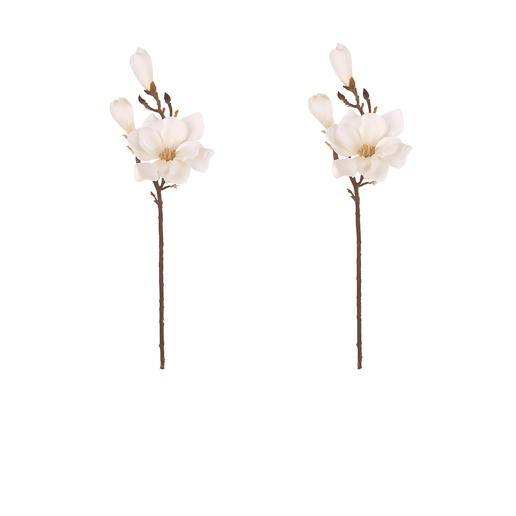 Zestaw kwiatów Magnolia, 2 szt., białe, 65 cm