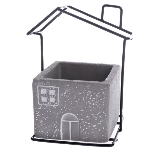 Бетонне кашпо для квіткового горщика House сірий, 11 x 14 x 8,7 см