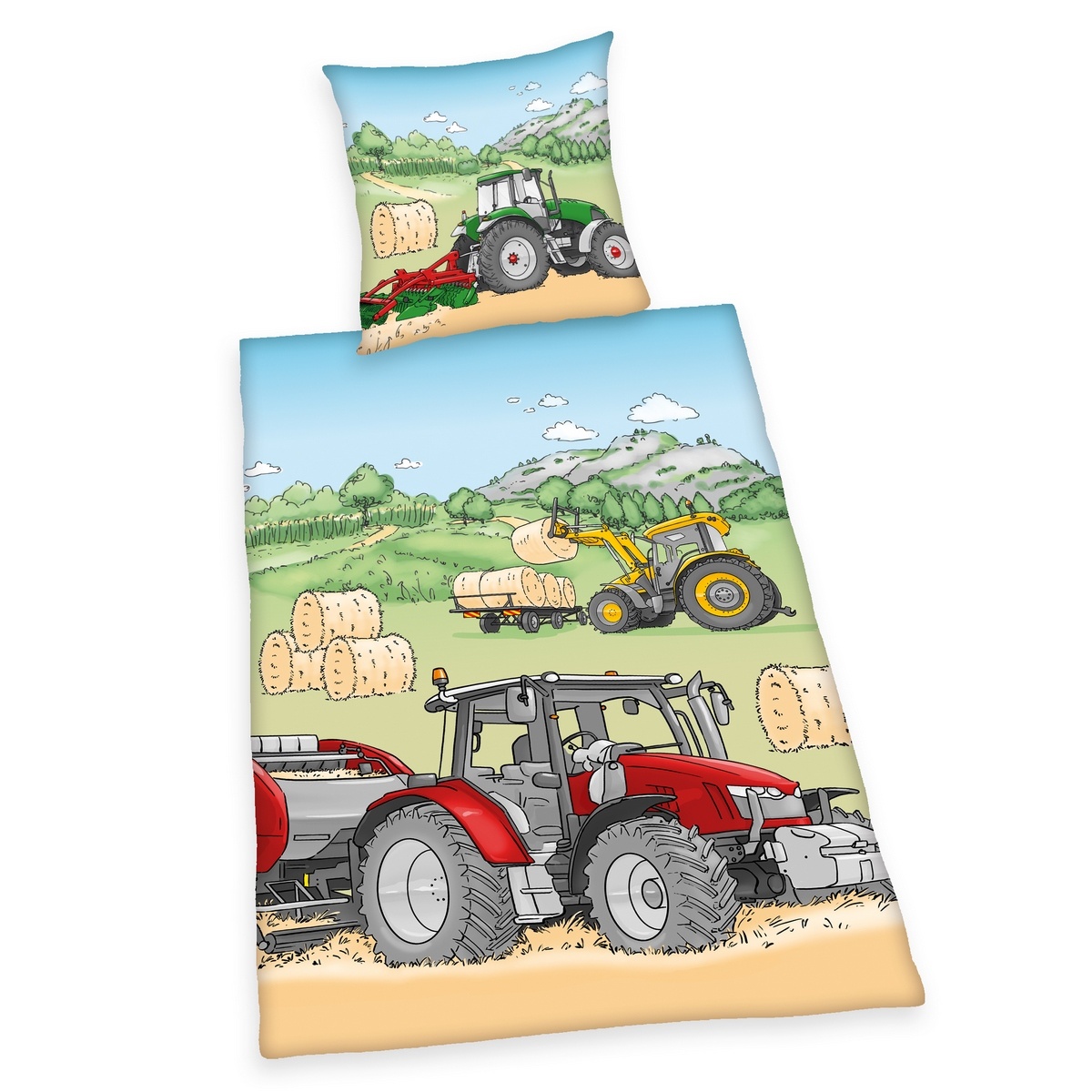Herding Dziecięca pościel flanelowa Traktor, 135 x 200 cm, 80 x 80 cm
