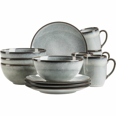 Mäser Set de veselă pentru micul dejun 12 piese SMOKY'S – verde